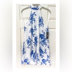 Lulu’s Darling Dearest Blue and White Floral Print Swing Dress